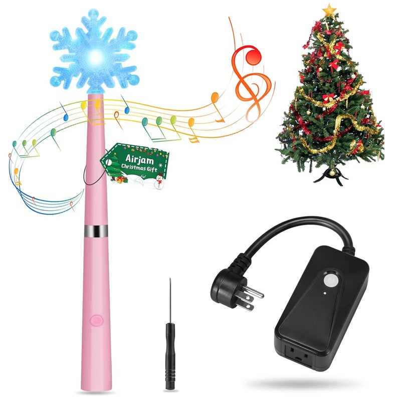 Airjam Wireless Remote Control Outlet, Magic Light Wand for Christmas Tree Lights and Home Decoration Lights, Remote Light Switch with Music, Christmas Gift for Kids/Friends/Family, Pink - Image 1